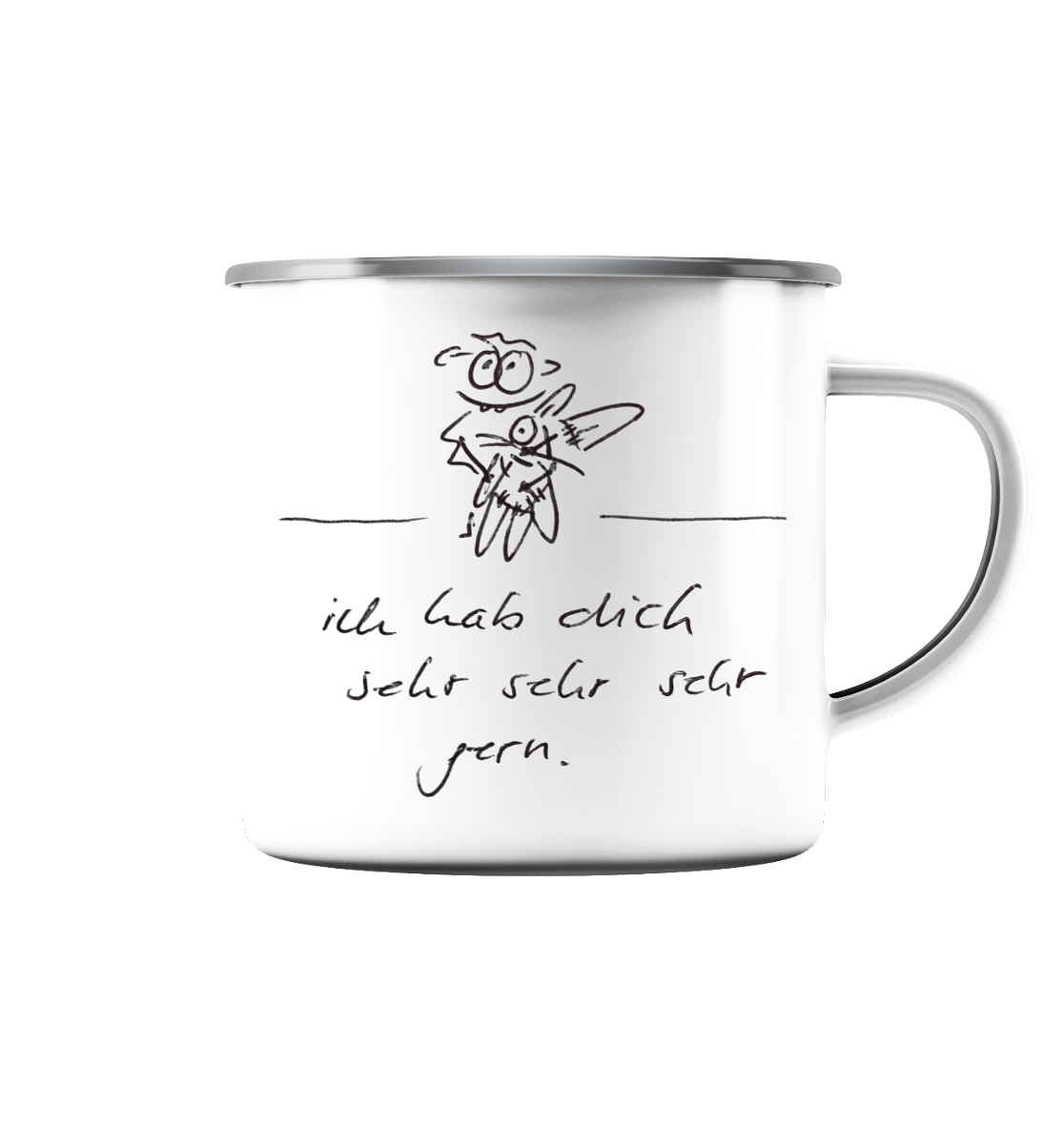 ICH HAB DICH SEHR SEHR SEHR GERN - Emaille Tasse (Silber)