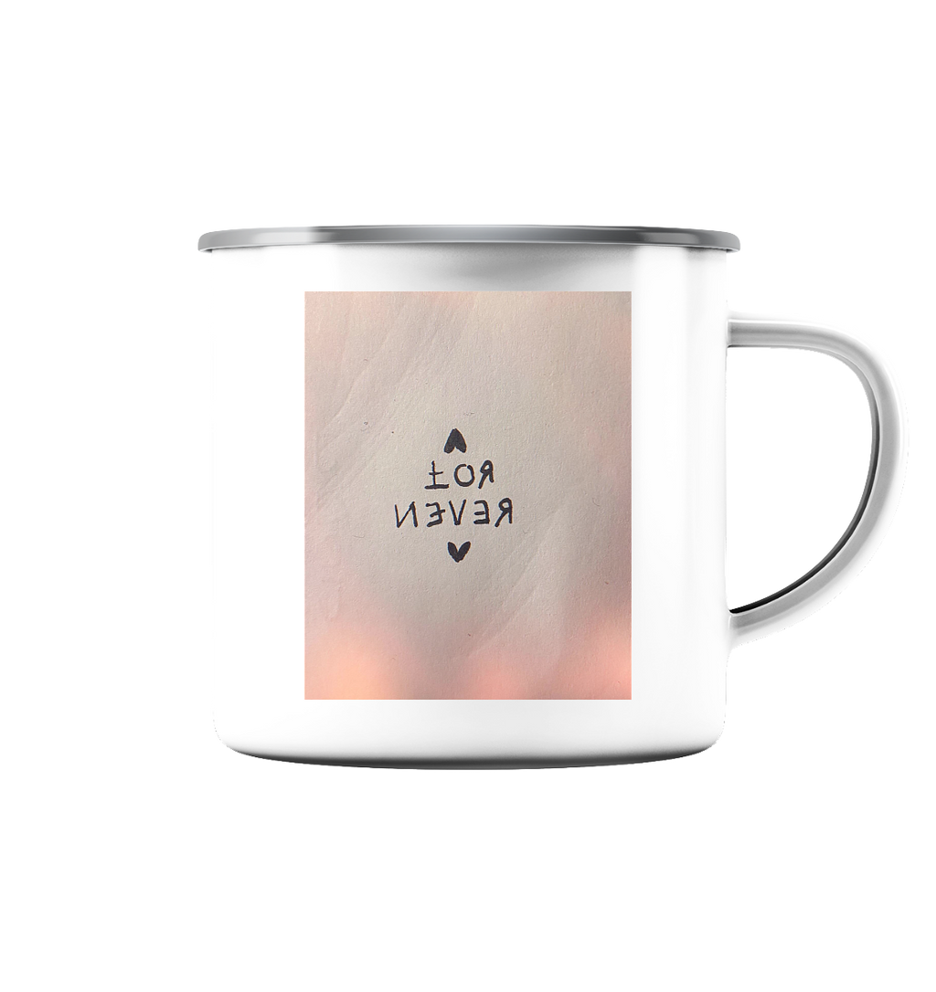 FOR NEVER - Emaille Tasse (Silber)