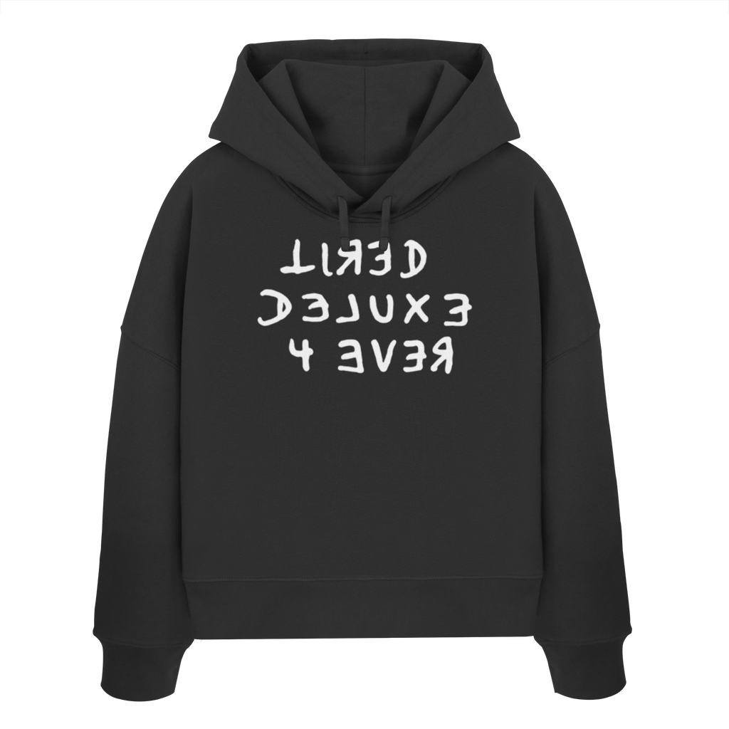 BLACK EDITION - TIRED 4 EVER - Womens Organic Boxcut Hoodie