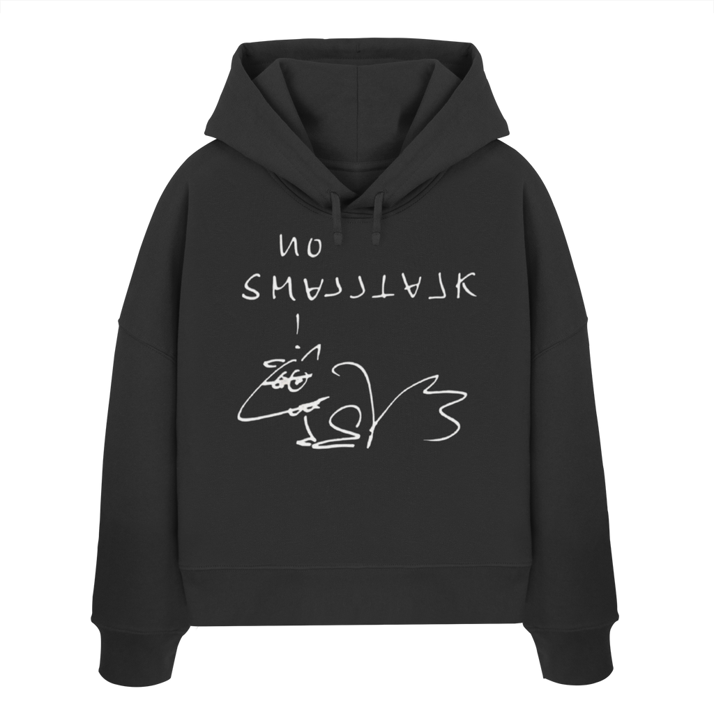 BLACK EDITION - NO SMALLTALK - Womens Organic Boxcut Hoodie